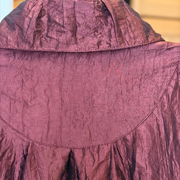 Maroon Button-Front satin jacket - Picture 7 of 8